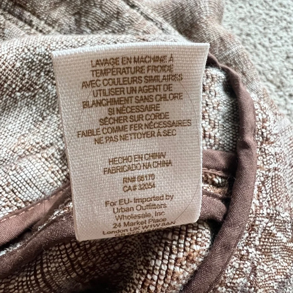 Free People Jacquard Tapestry Moto Blazer Jacket Brown/Cream Size 8 GUC